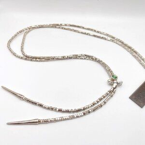 Uno De 50 Bee Free Necklace Crystal Beaded Lariat Dangle Silver plated Bolo NEW